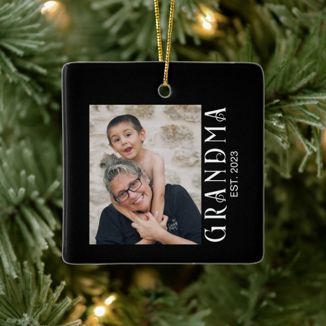 Mormor etablerade foto present julgransprydnad keramik (Träd)