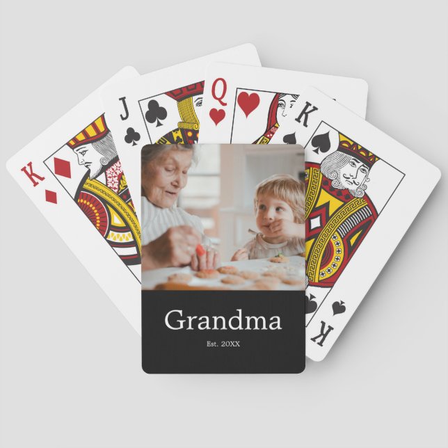 Mormor Etablerade Modern Foto Present Casinokort (Baksidan)