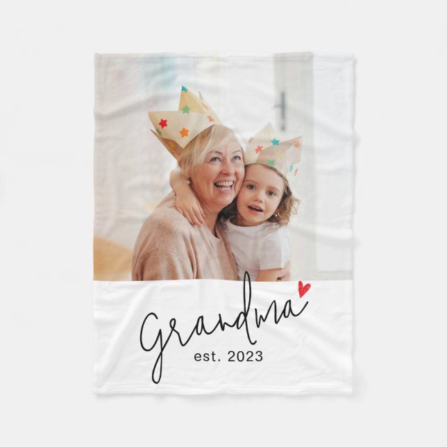 Mormor Etablerade Modern Skrift Foto Fleecefilt (Framsidan)