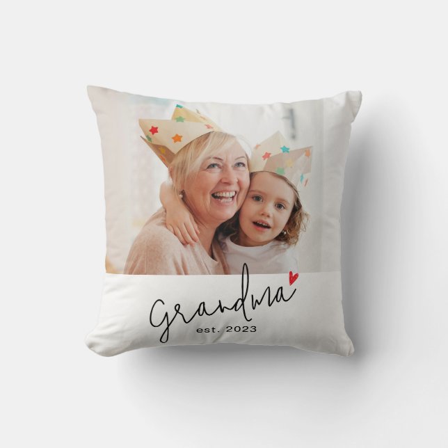 Mormor Etablerade Modern Skrift Foto Kudde (Framsida)