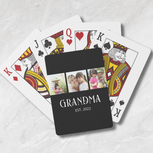Mormor etablerade modernt manus 3 foto casinokort (Skapare uppladdad)