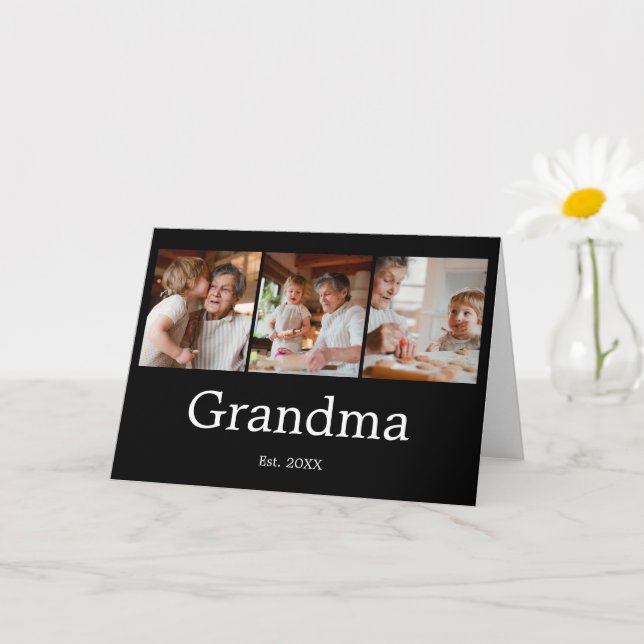 Mormor etablerade modernt manus 3 Foto Kort (Liten växt)
