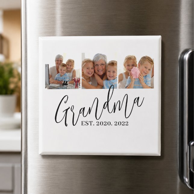 Mormor etablerade modernt manus 3 foto magnet (Skapare uppladdad)