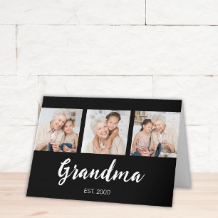 Mormor etablerade modernt manus 3 Foto Svart Kort