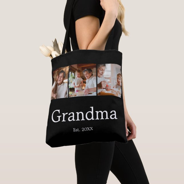 Mormor etablerade modernt manus 3 Foto Tygkasse (Närbild)