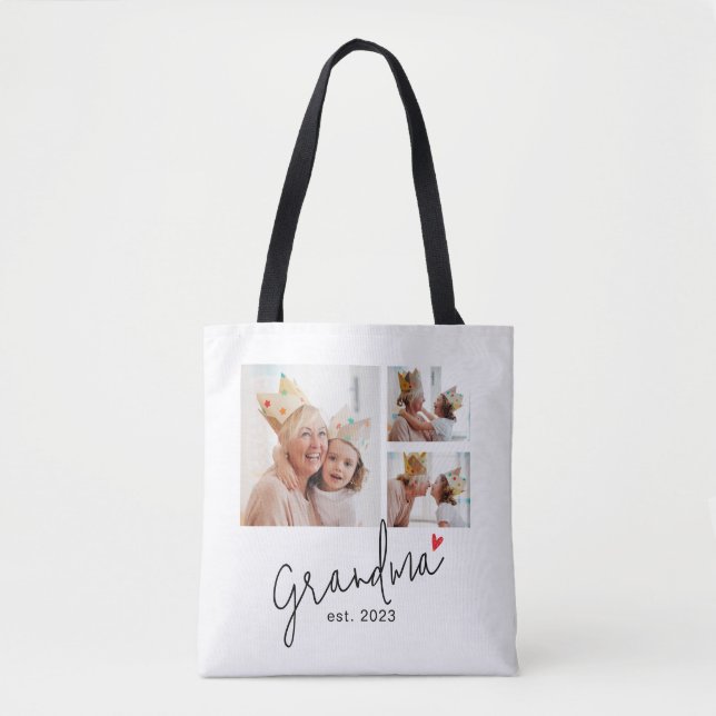 Mormor Etablerade Skrift 3 Foto Tygkasse (Framsida)