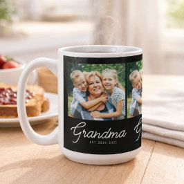 Mormor Etablerade Skript Svart Foto Kaffemugg
