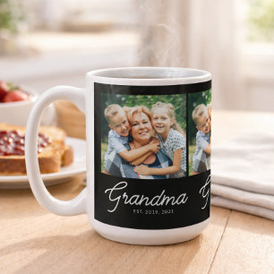 Mormor Etablerade Skript Svart Foto Kaffemugg