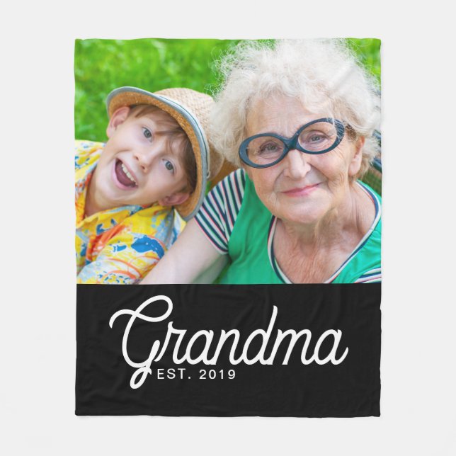 Mormor etablerade svart modernt manus Foto Fleecefilt (Framsidan)