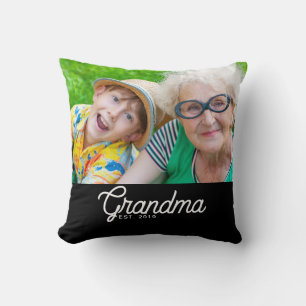 Mormor Etablerade Svart Modernt Skript Foto Kudde