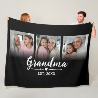 Mormor etablerade svart skript 3 foto fleecefilt