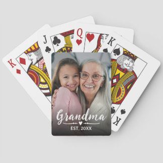 Mormor Etablerade Vitt Skript Foto Casinokort