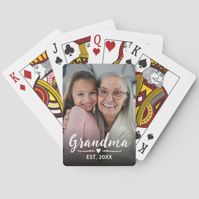 Mormor Etablerade Vitt Skript Foto Casinokort (Baksidan)