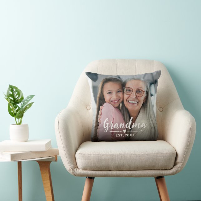 Mormor Etablerade Vitt Skript Foto Kudde (Stol)