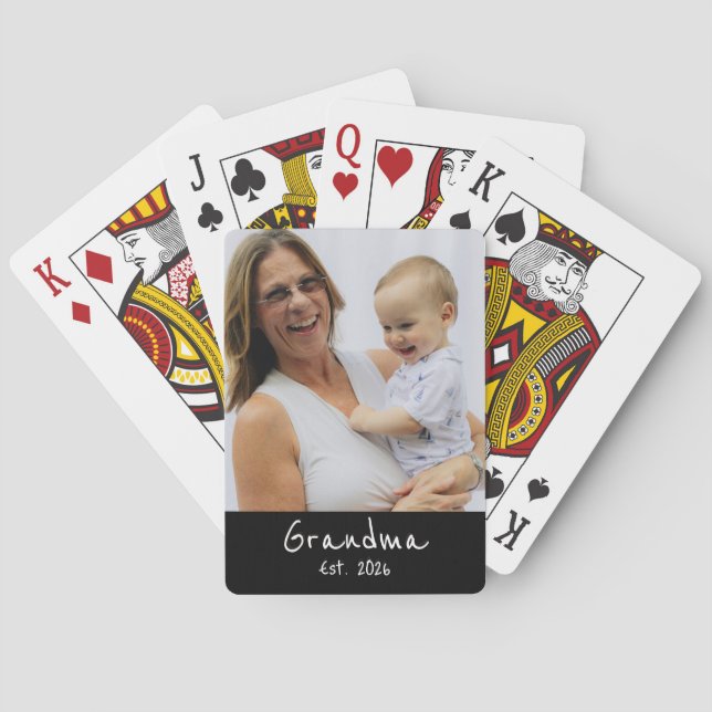 Mormor etablerade vitt skriptfoto casinokort (Baksidan)