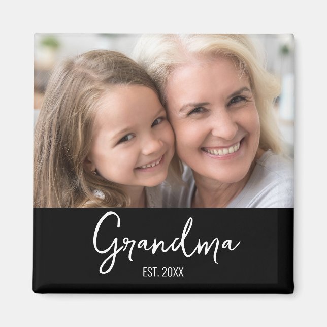 Mormor etablerat år typografi foto magnet (Framsidan)