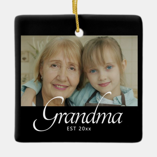 Mormor etablerat fotogåva julgransprydnad keramik (Framsida)