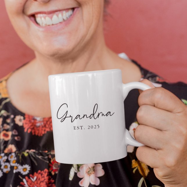 Mormor Etableringsår Enkel Minimalistisk Present Kaffemugg (Skapare uppladdad)