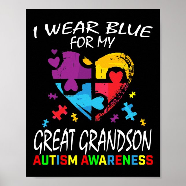 Mormor Farfar Blå För Min Sonsons Autism  Poster (Framsidan)