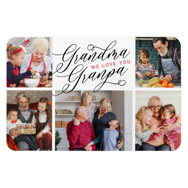 Mormor Farfar Vi Kärlek er Photo Collage Magnet (Horisontell)