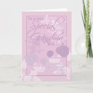 Mormor, farföräldrars dagskort - Rosa, fjärilar Kort