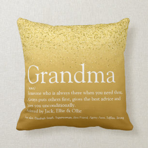 Mormor, farmor Definition Guld Glitter Kudde