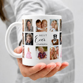 Mormor farmor fotokollage vitt svart kaffemugg