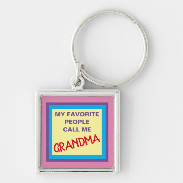 MORMOR/FARMOR FYRKANTIG SILVERFÄRGAD NYCKELRING (Framsidan)