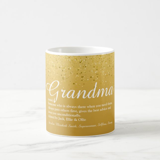 Mormor Farmor Roligt Coolt Guld Glitter Glam Kaffemugg (Center)