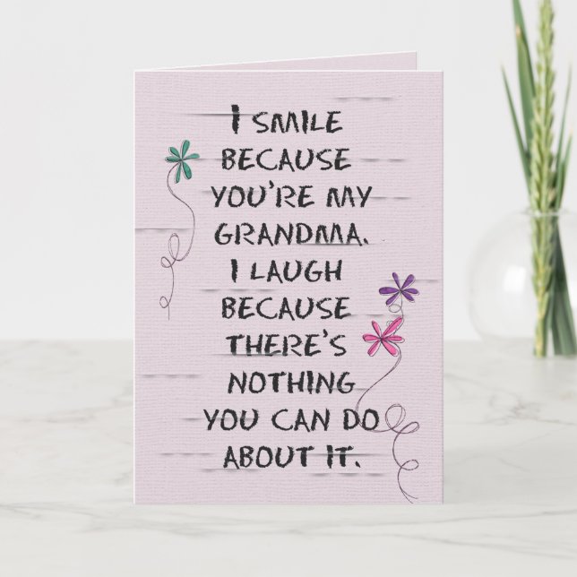 Mormor födelsedag med blommor med glitter kort (Framsida)