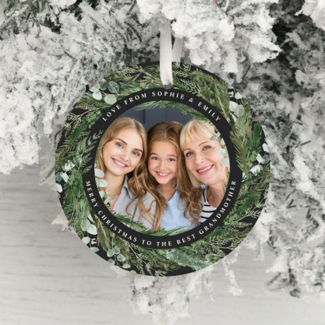 Mormor foliepappersonfoto Julsvart C Julgransprydnad Keramik (Skapare uppladdad)