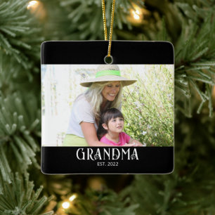 Mormor Första Foto Present Julgransprydnad Keramik