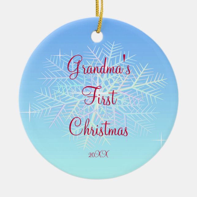 Mormor första prydnad för julSnowflake Julgransprydnad Keramik (Framsidan)