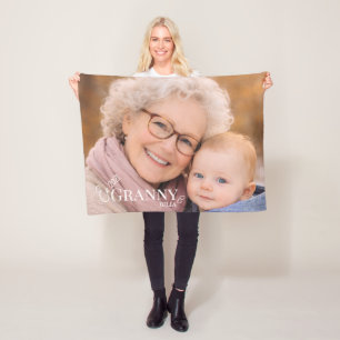 Mormor Foto Etablerat År Modernt Hjärta Fleecefilt