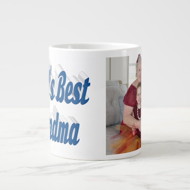Mormor foto hav blå typografi  jumbo mugg (Framsidan)
