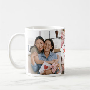 Mormor-gåva 2-foto rosa blommigt med giglitig vatt kaffemugg