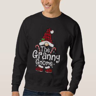 Mormor Gnome Buffalo Rutig Matchande Familj Jul Lång Ärmad Tröja