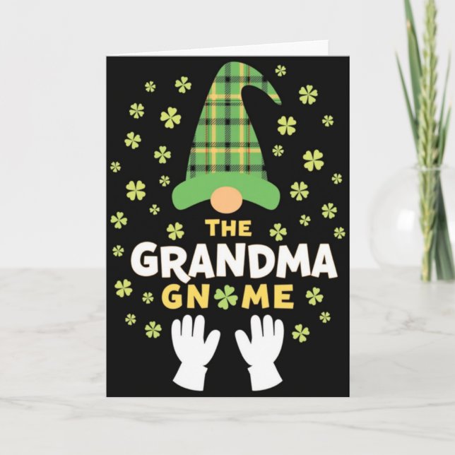 Mormor Gnome Lucky St Patricks-kort Kort (Framsida)