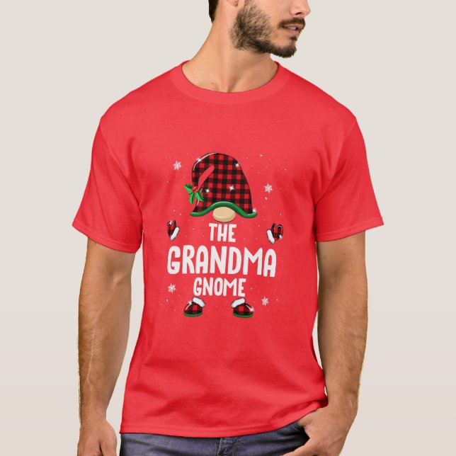 Mormor Gnome Red Play-julmatchning T Shirt (Framsida)