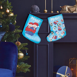 Mormor Grandchild Snuggled Snögubbars jul Stor Julstrumpa