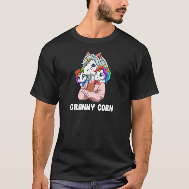 Mormor Granddotter Grandson Unicorns T Shirt (Framsida)