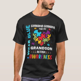 Mormor Grandpa Bära Blue for Grandson Autism Awar T Shirt