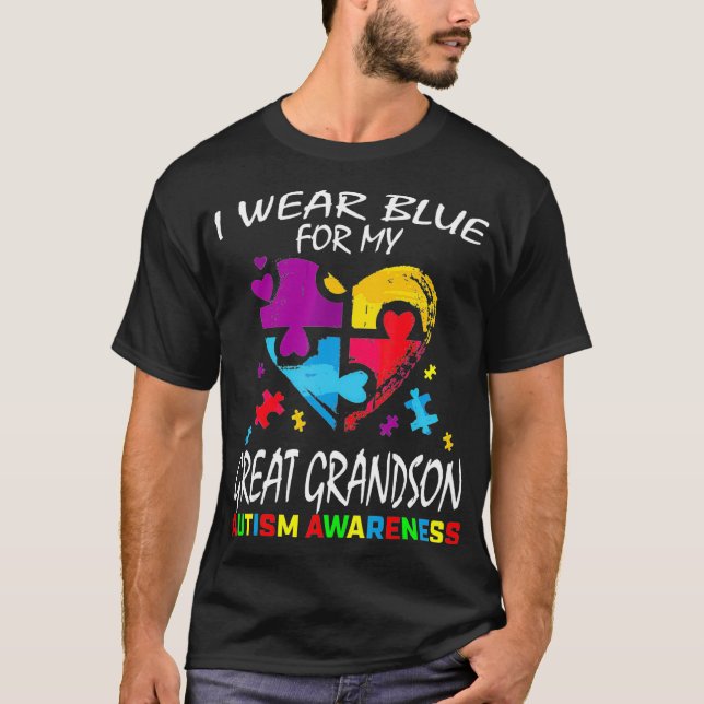 Mormor Grandpa Blue för min Underbara morson Autis T Shirt (Framsida)
