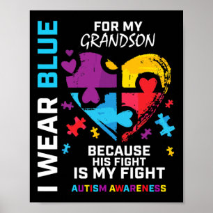 Mormor Grandpa I Bära Blue för Min morson Autism Poster