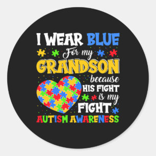 Mormor Grandpa I Bära Blue för Min morson Autism Runt Klistermärke