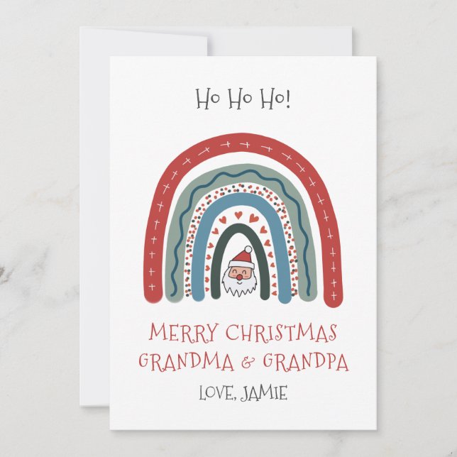 Mormor Grandpa-julet - platt Helgdag Card Julkort (Framsida)