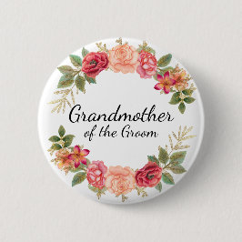 Mormor Groom Rosa Red Blommigt Wand Button Knapp