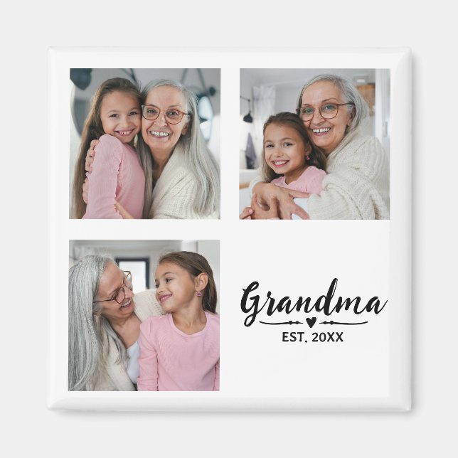 Mormor Grundad 3 Foto Mormors Dag Magnet (Framsidan)