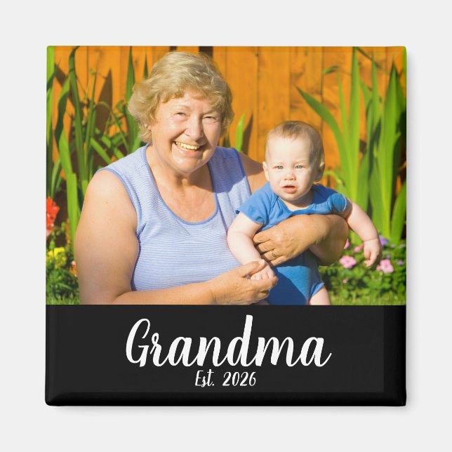 Mormor Grundad Foto Present Magnet (Framsidan)