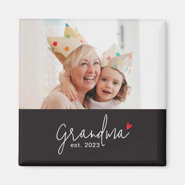 Mormor Grundad Foto Present Magnet (Framsidan)
